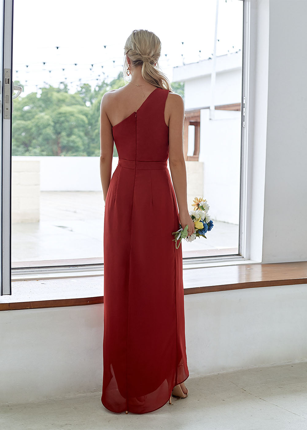 One-Shoulder Long Asymmetrical Bridesmaid Dress