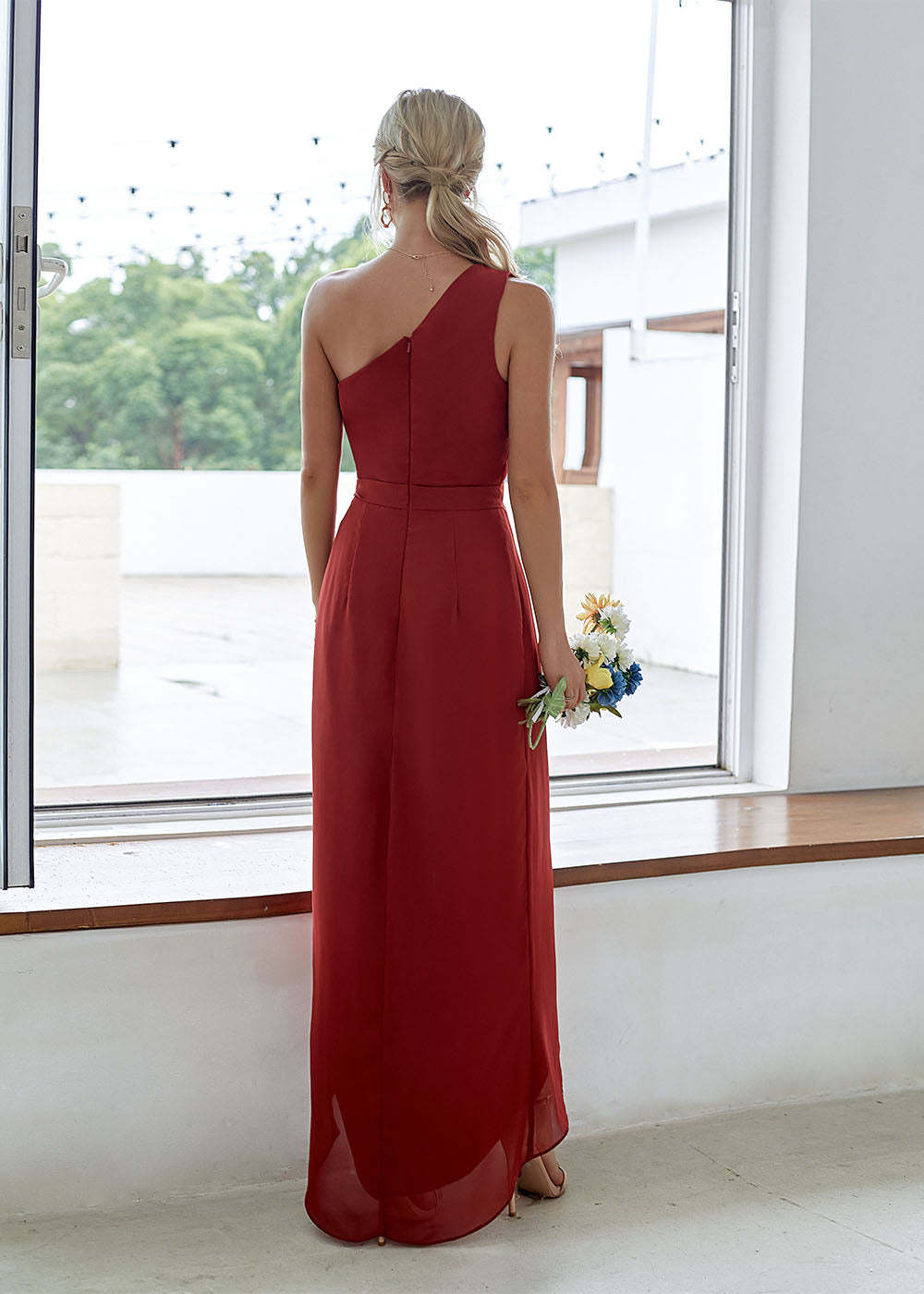 One-Shoulder Long Asymmetrical Bridesmaid Dress