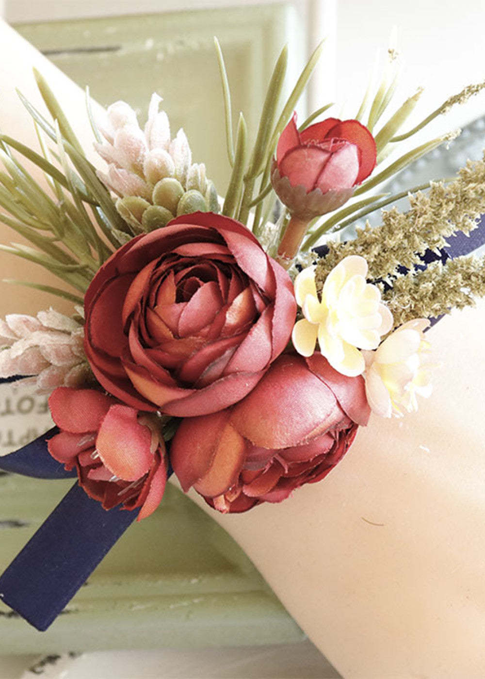 Vintage Red Wedding Boutonniere