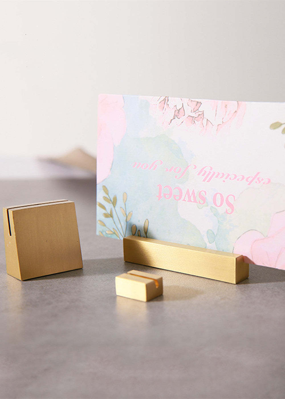 Brass Geometric Shape Place Cards Holder