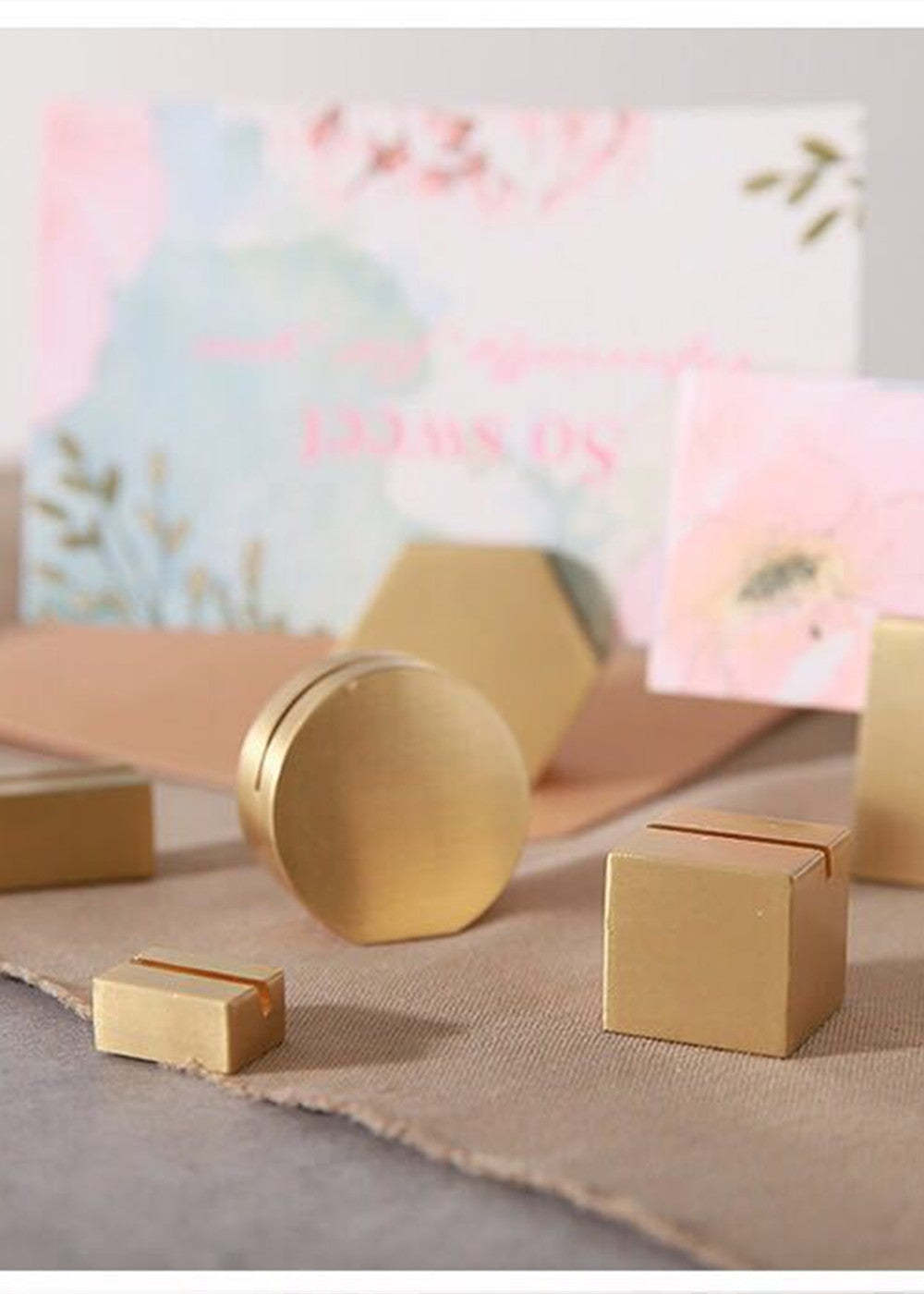 Brass Geometric Shape Place Cards Holder