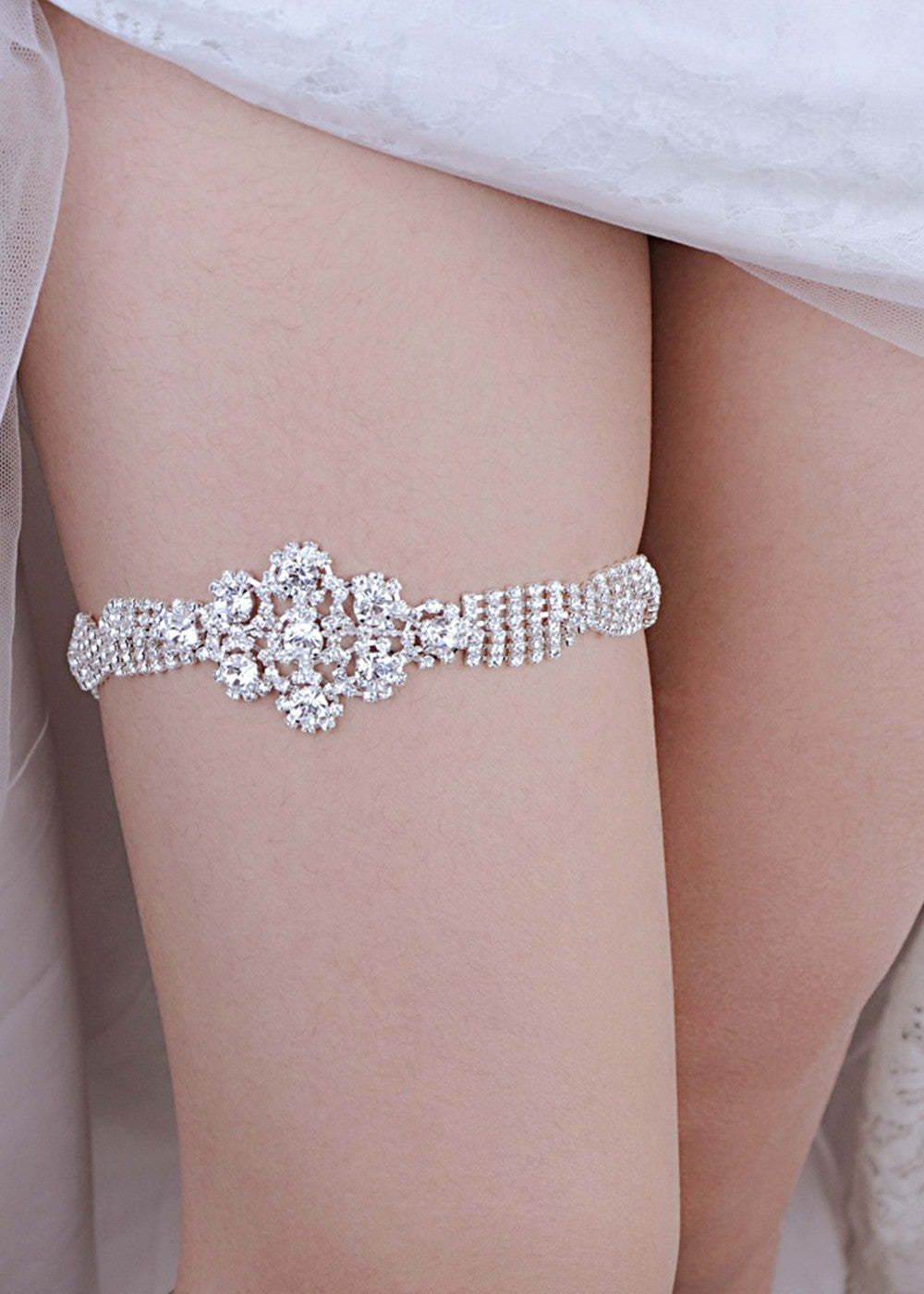 Wedding Crystal and Lace Garter Set