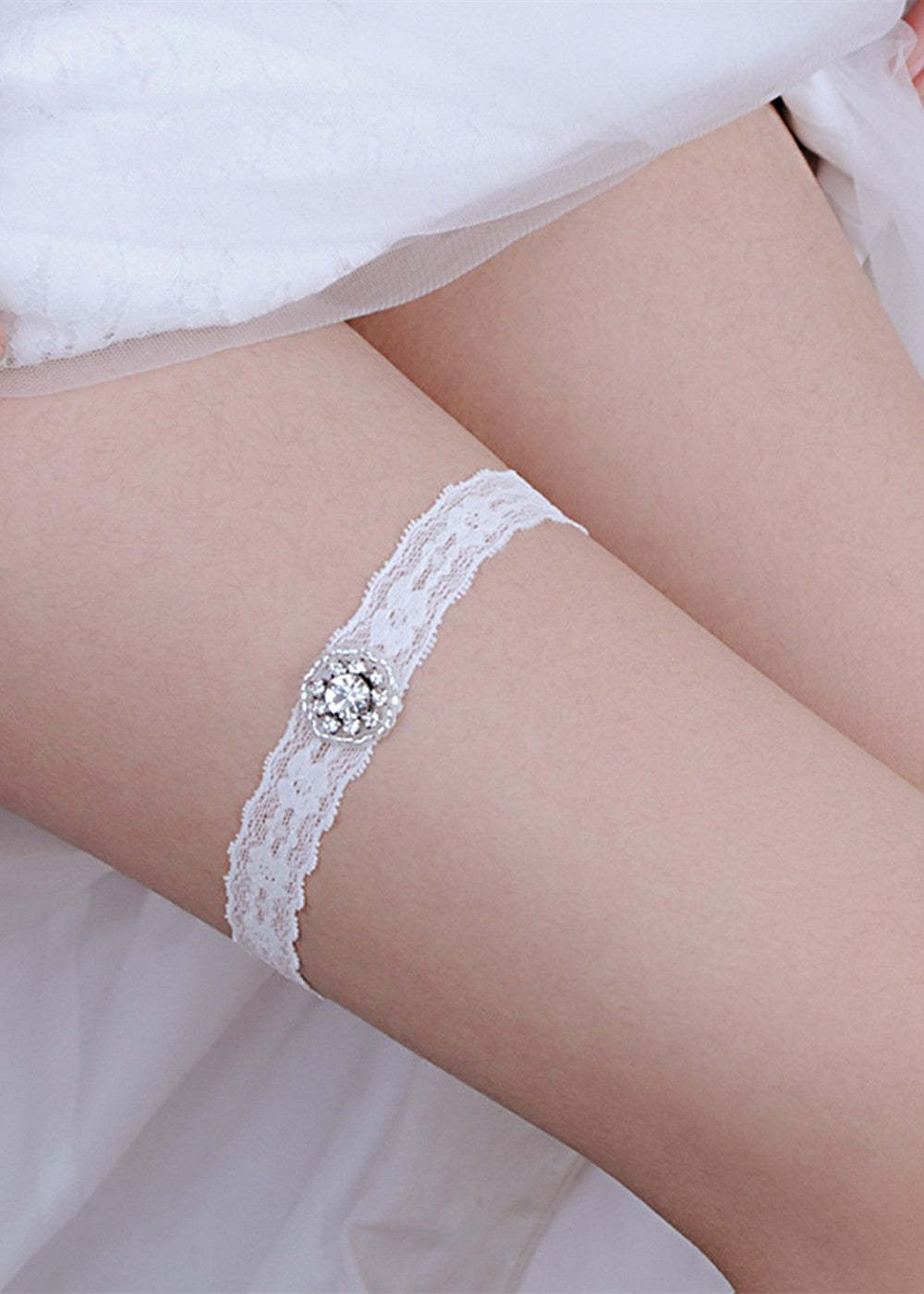Wedding Crystal and Lace Garter Set