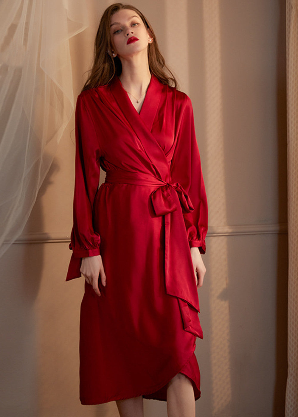 Satin Long Sleeve Bride and Bridesmaid Robe