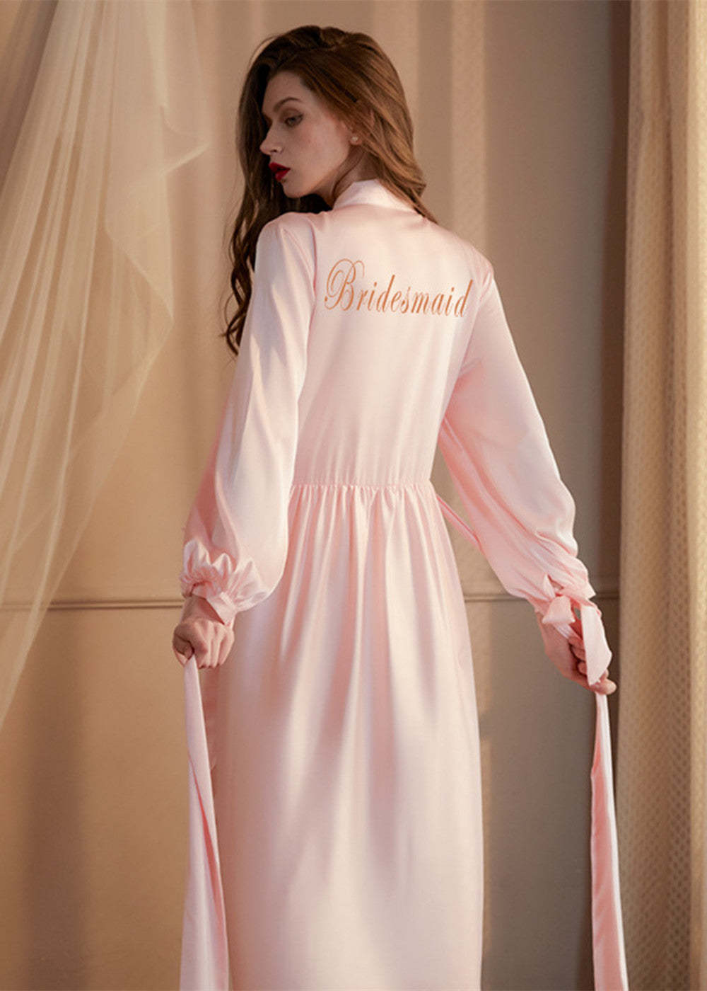 Satin Long Sleeve Bride and Bridesmaid Robe