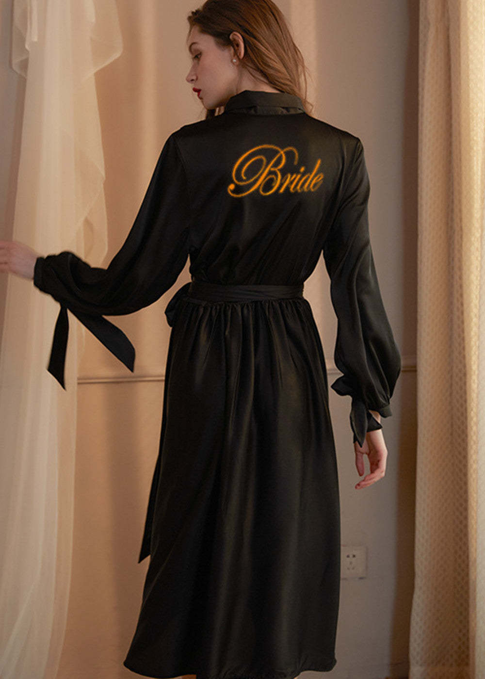 Satin Long Sleeve Bride and Bridesmaid Robe