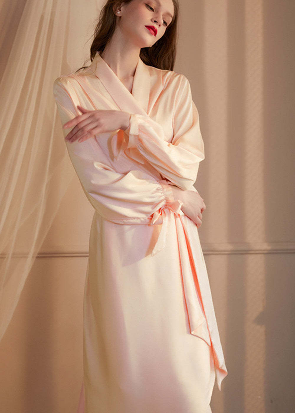 Satin Long Sleeve Bride and Bridesmaid Robe