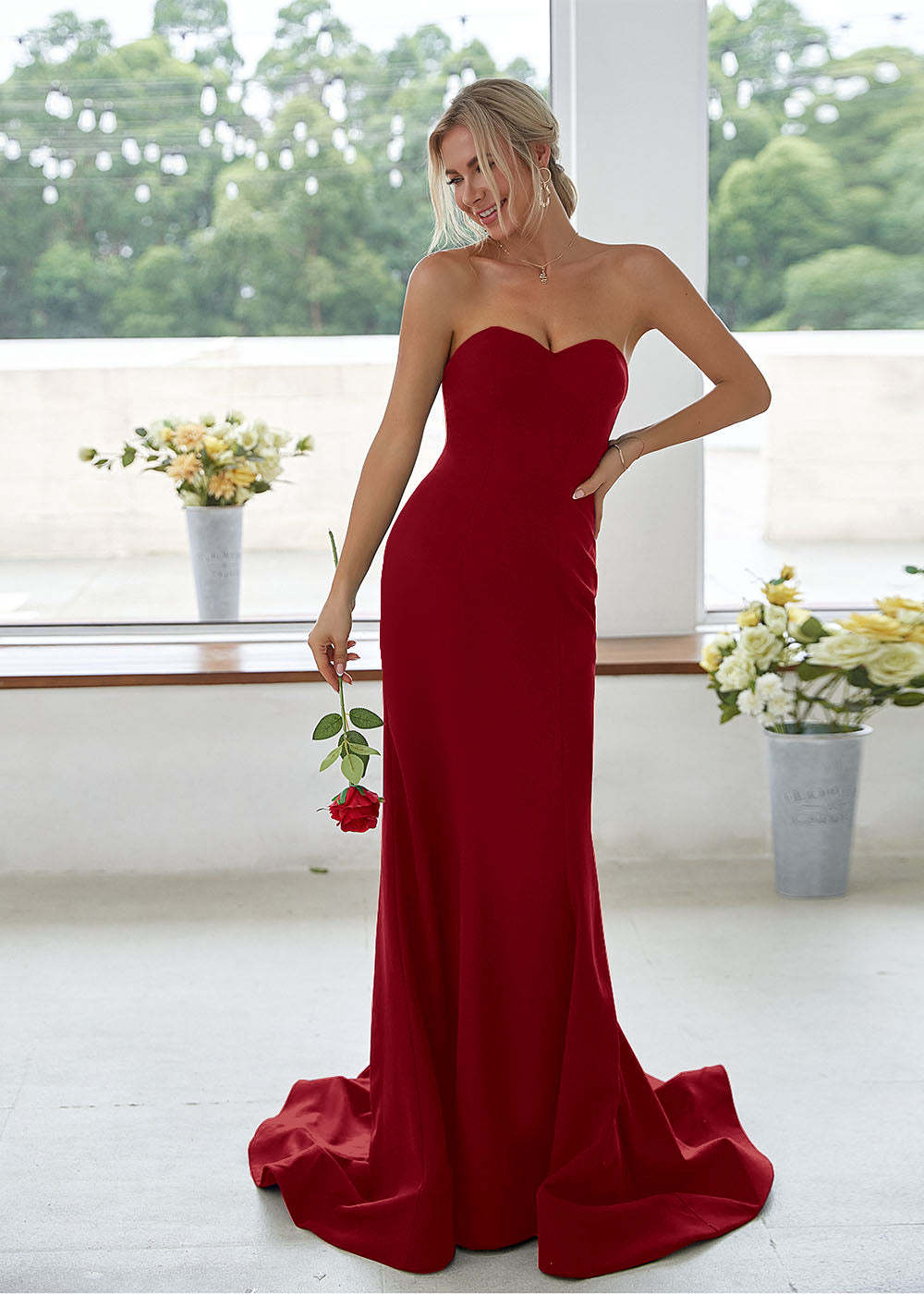 Sweetheart Long Mermaid Bridesmaid Dress