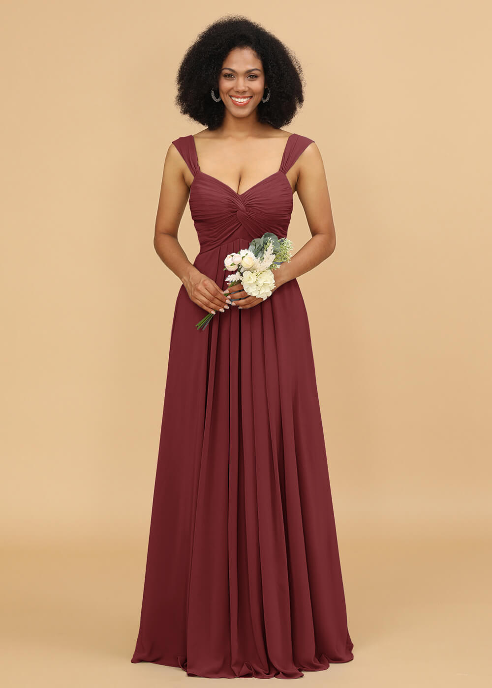 Sweetheart Neck Chiffon Mix Bridesmaid Dress