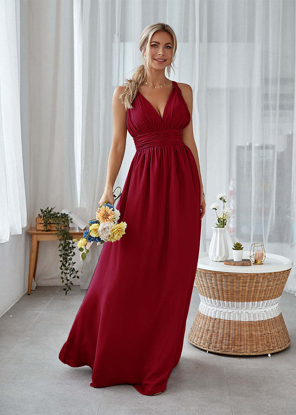 Long Backless Bridesmaid Dress