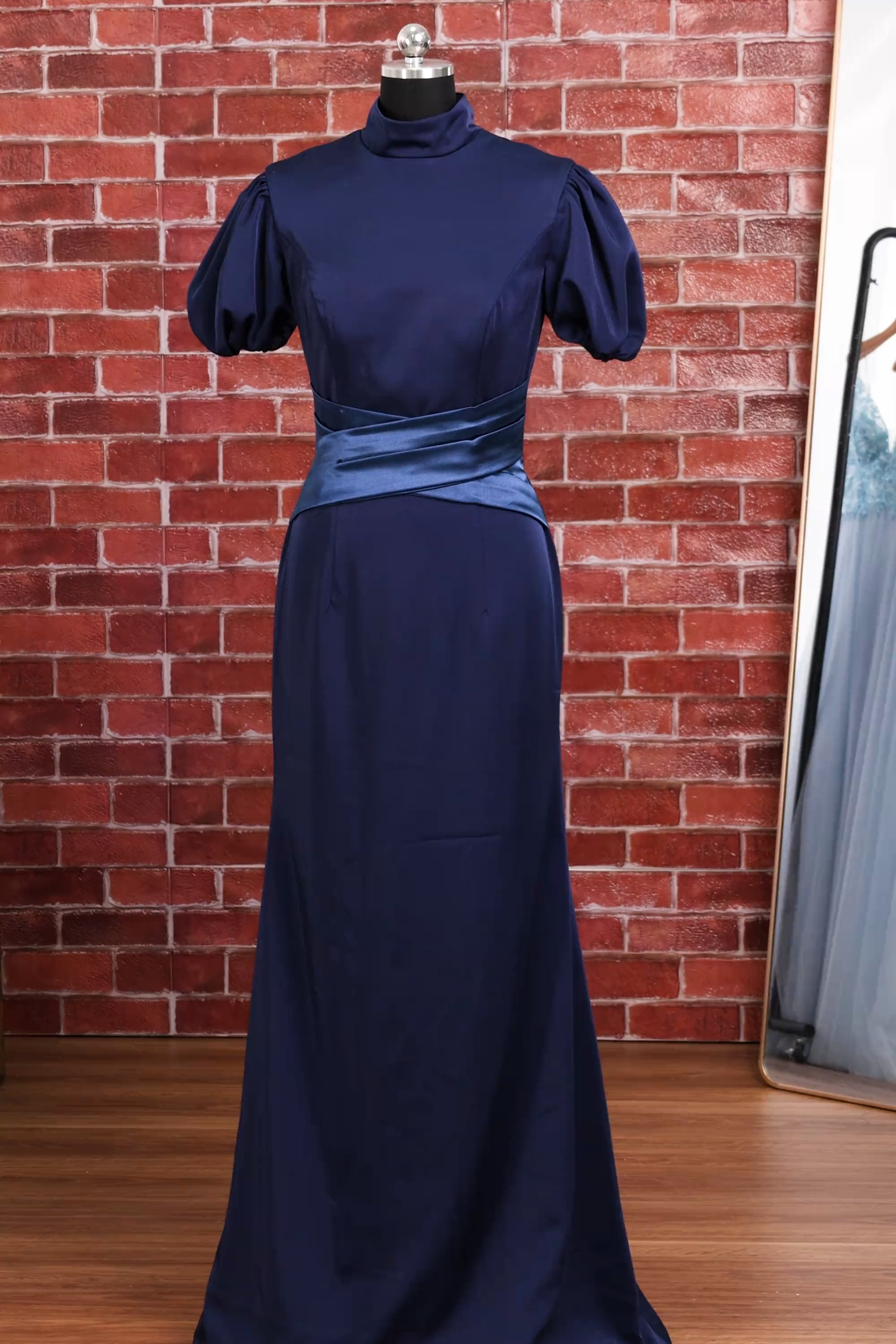 Emerald Green Mermaid High Neck Long Formal Dress with Sleeves