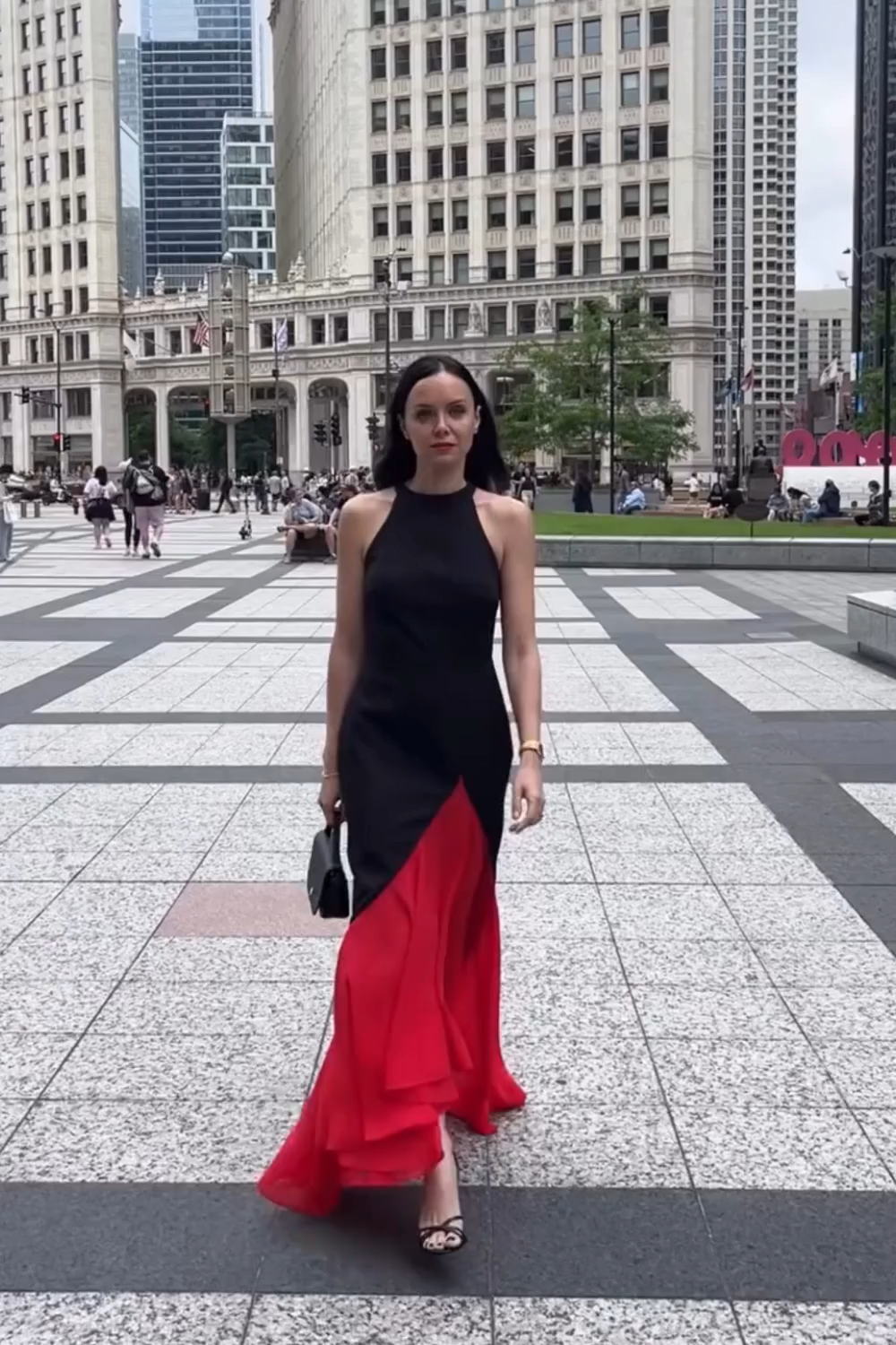 Elegant Black Red Halter Mermaid Long Formal Dress