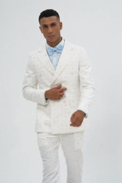 2 Piece White Plaid Groomsmen Suits