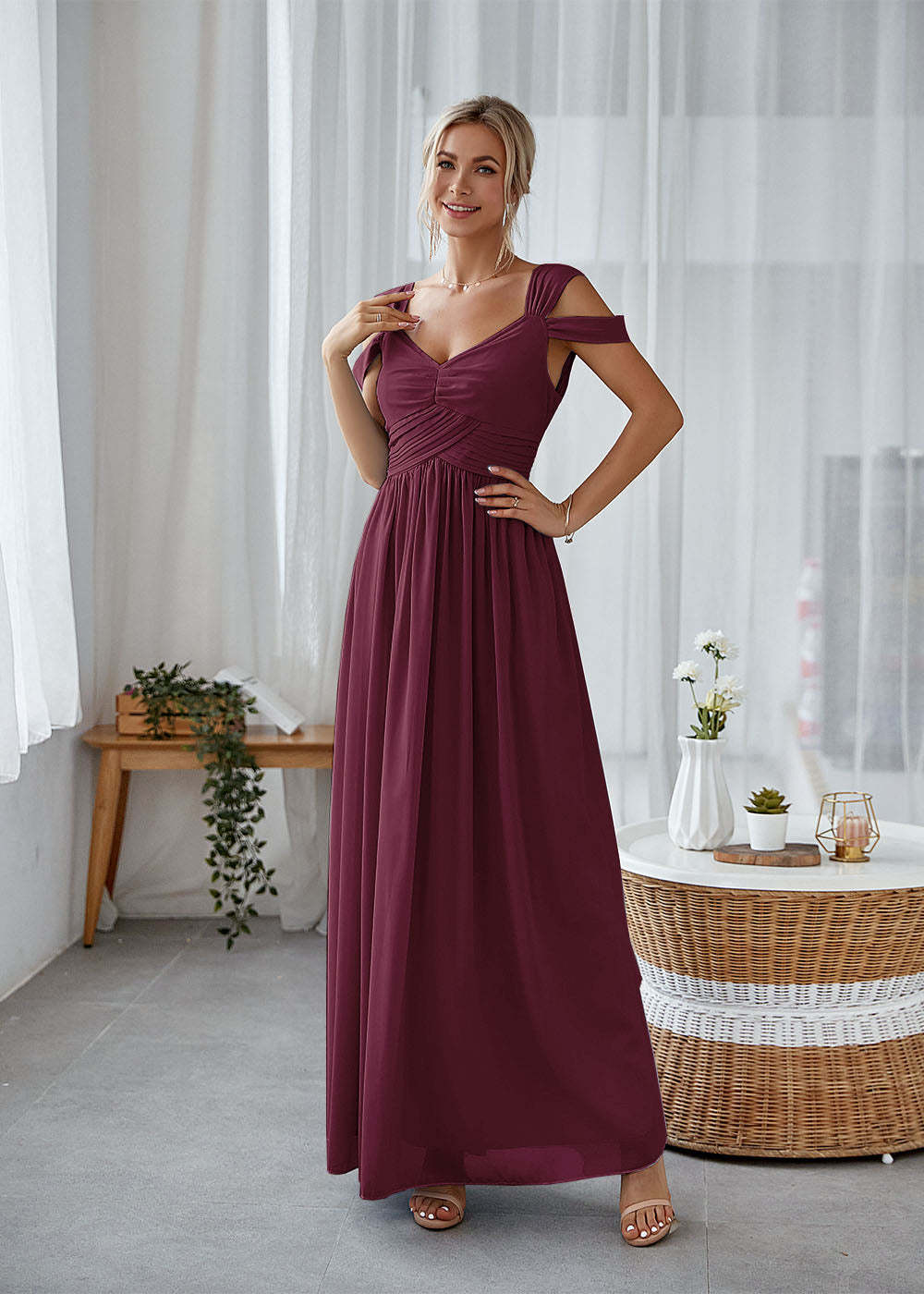 A-line Straps Maxi Dress