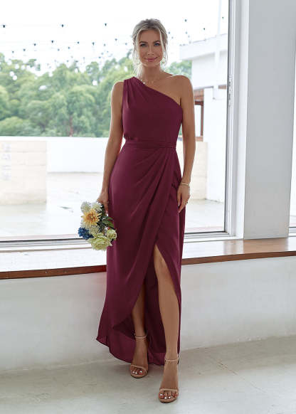 One-Shoulder Long Asymmetrical Bridesmaid Dress