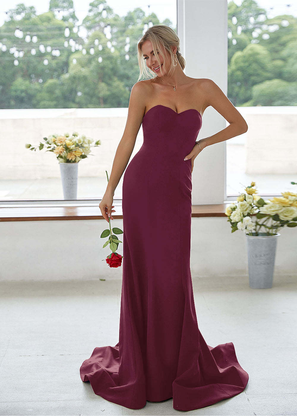 Sweetheart Long Mermaid Bridesmaid Dress