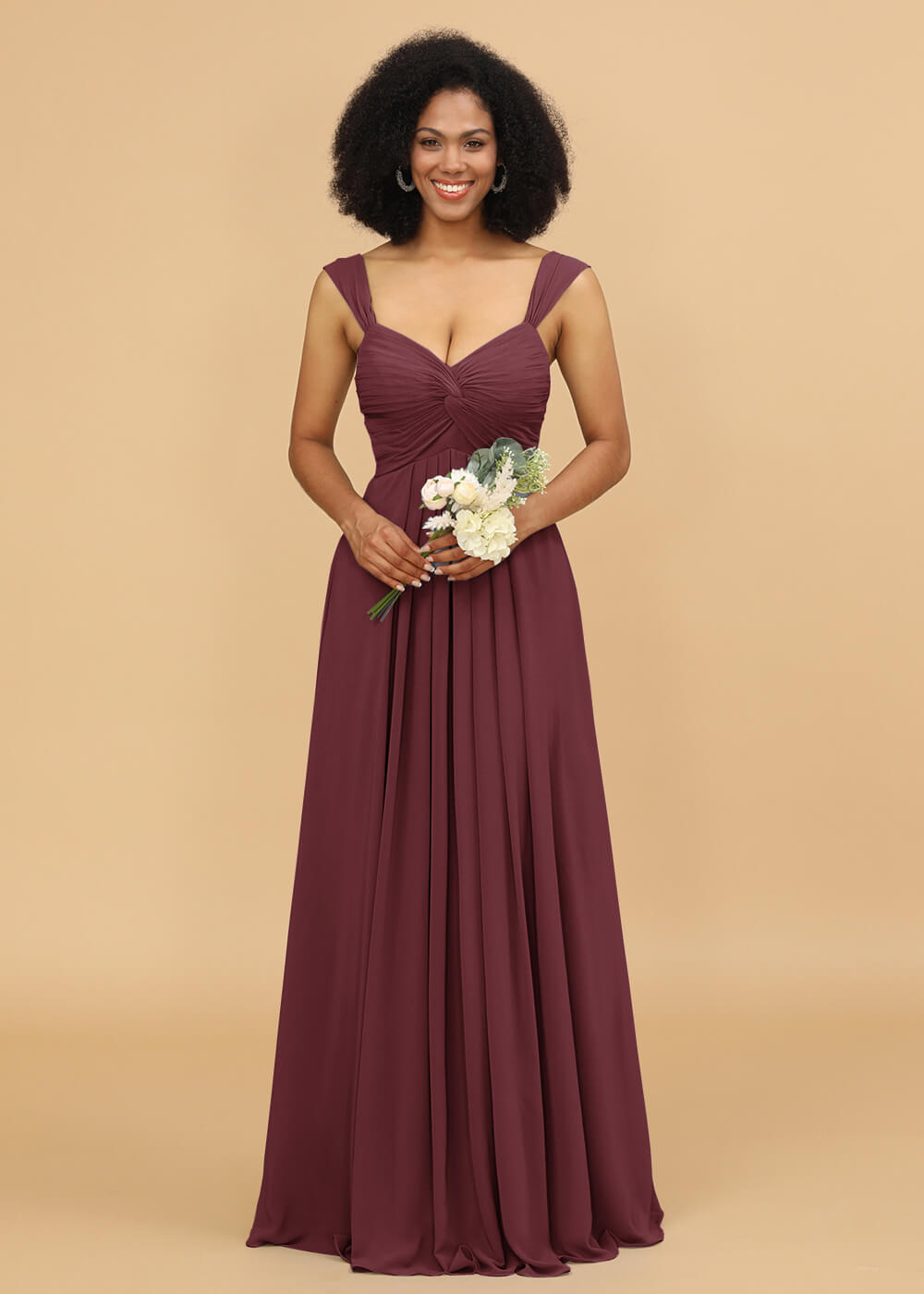 Sweetheart Neck Chiffon Mix Bridesmaid Dress