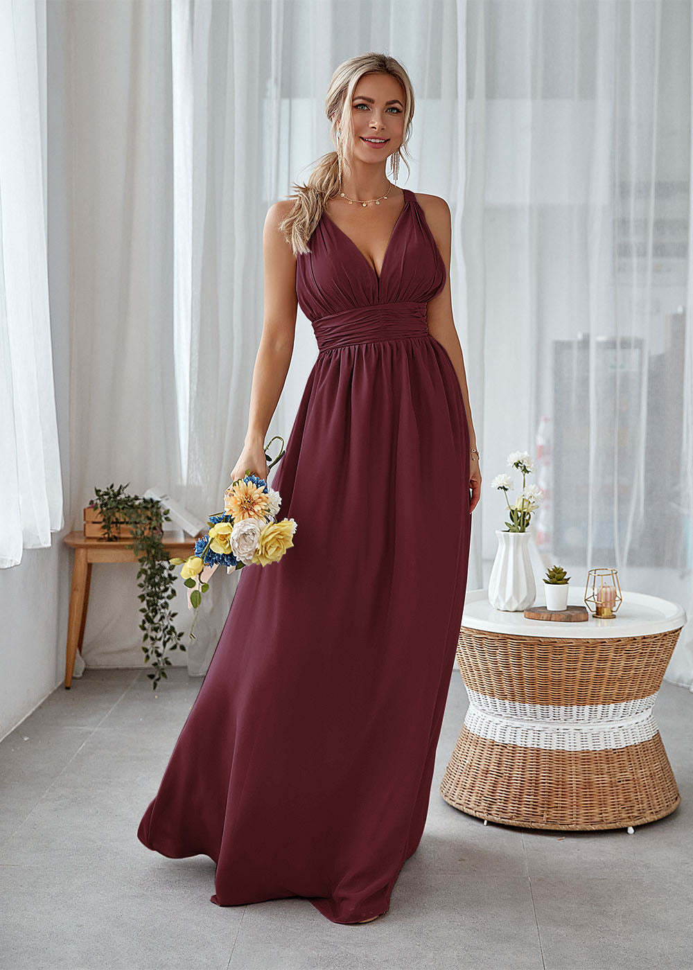 Long Backless Bridesmaid Dress