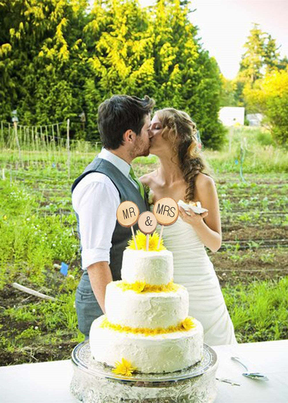 5 Set Rustic Mr&Mrs Wedding Cake Toppers