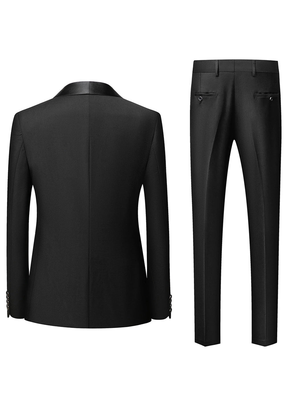 Black Shawl Lapel Three Piece Suit