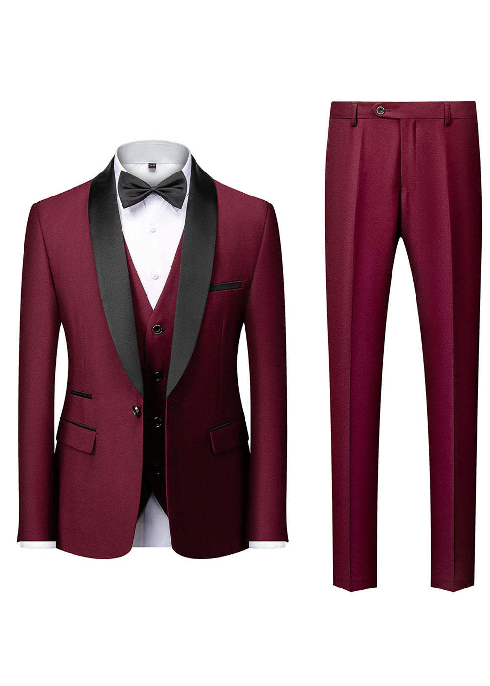 Black Shawl Lapel Three Piece Suit