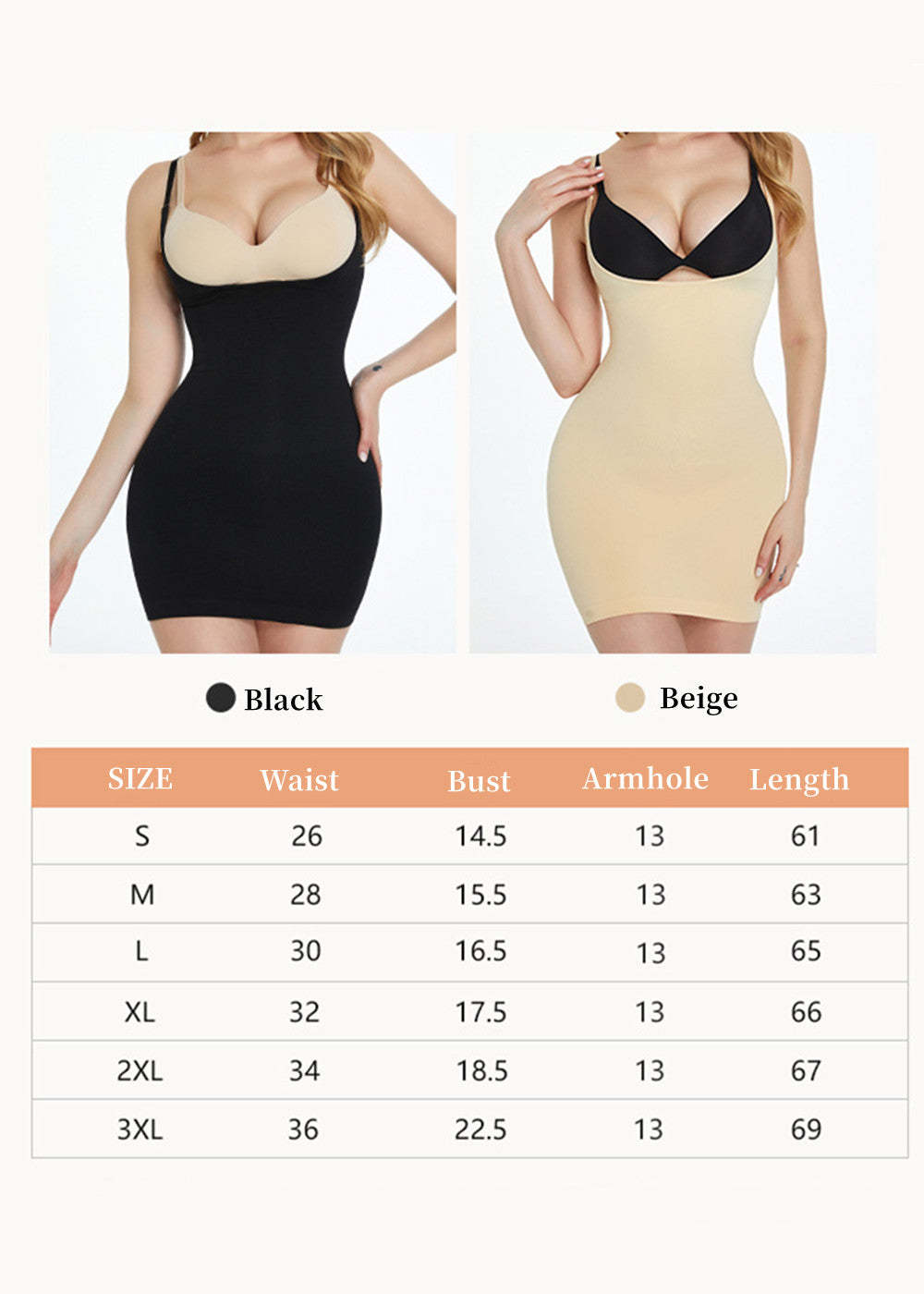 One Piece Breast Support Slip Shapewear