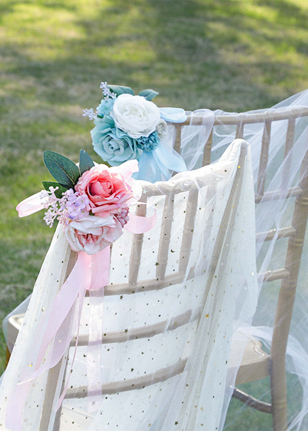 2 PCS Chair Aisle Decor flowers
