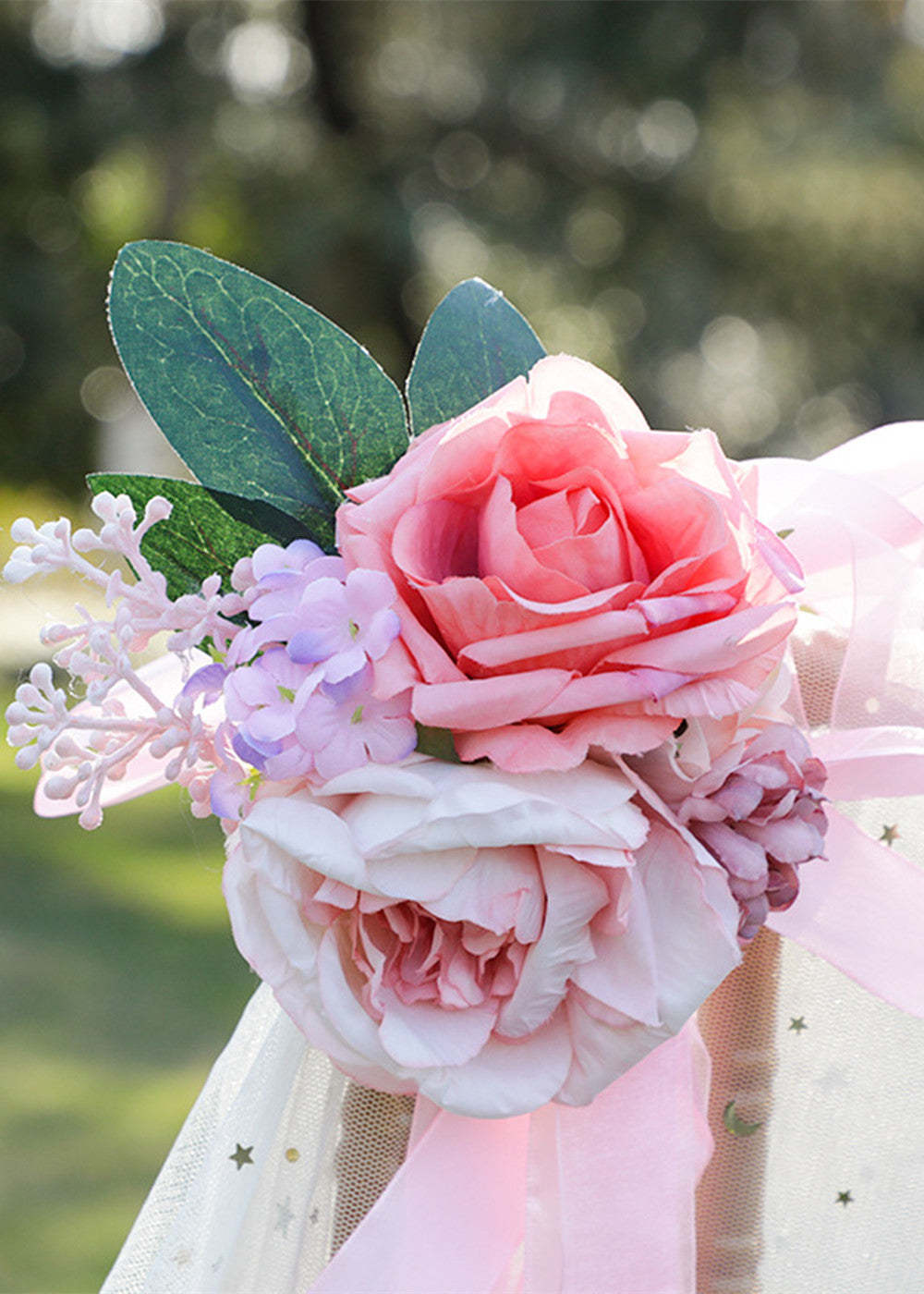 2 PCS Chair Aisle Decor flowers