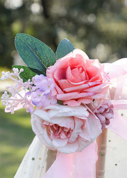 2 PCS Chair Aisle Decor flowers