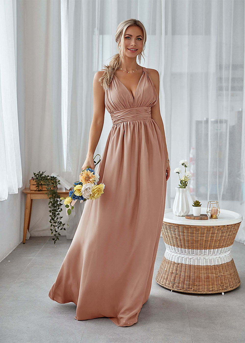 Long Backless Bridesmaid Dress