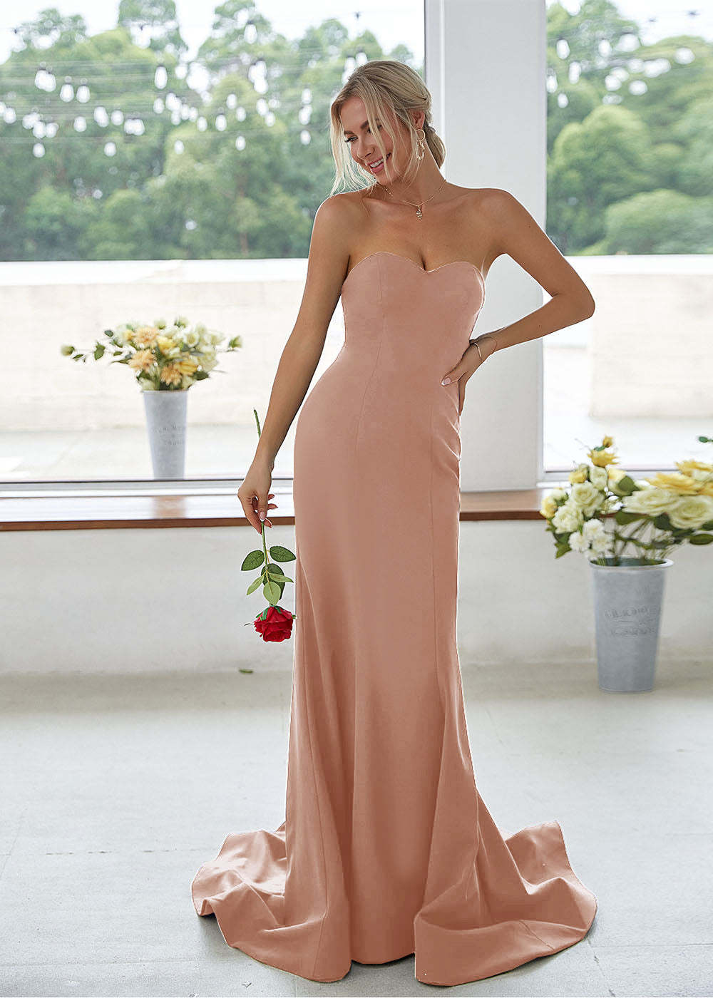 Sweetheart Long Mermaid Bridesmaid Dress