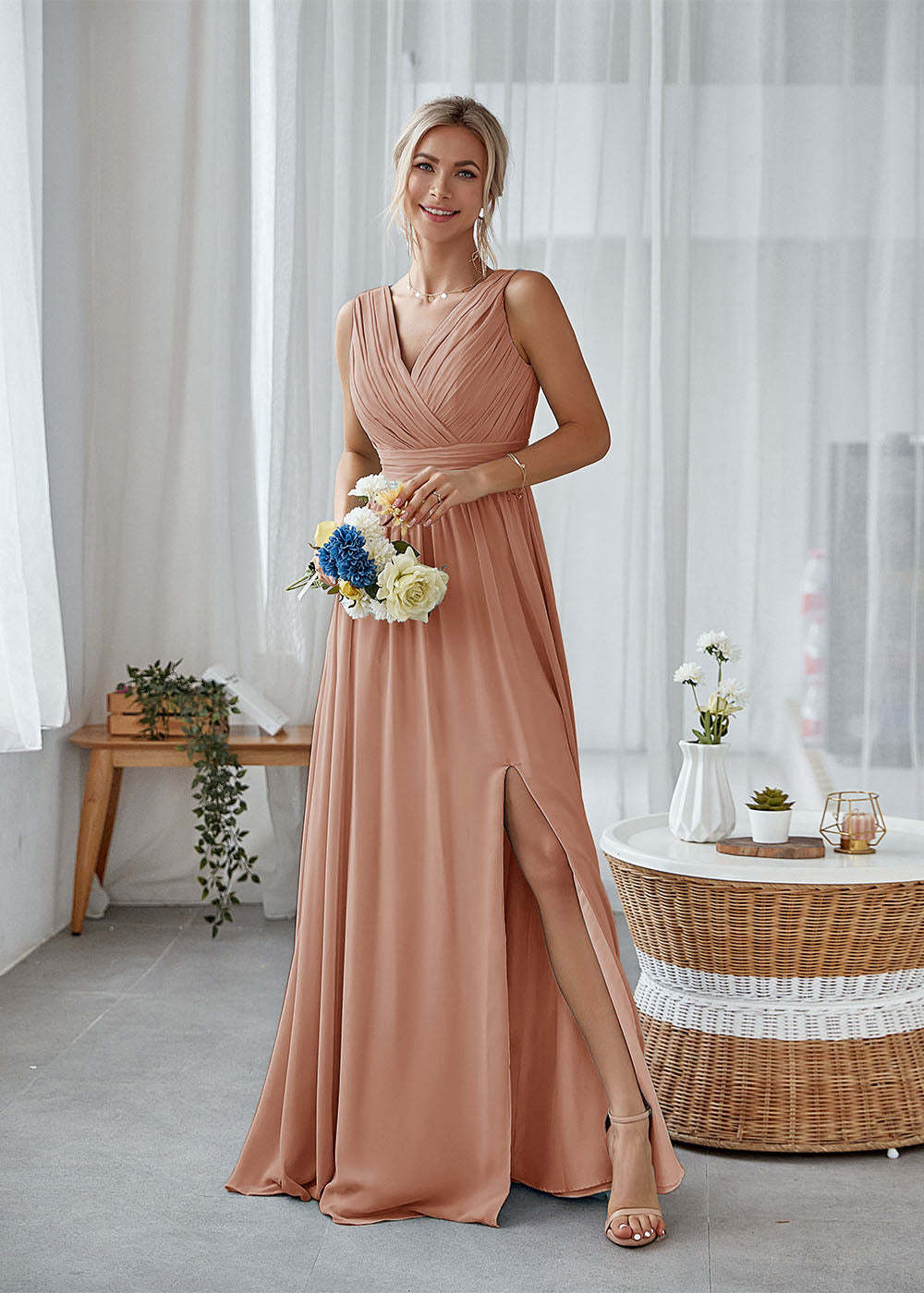 Long Bridesmaid Dress with Split