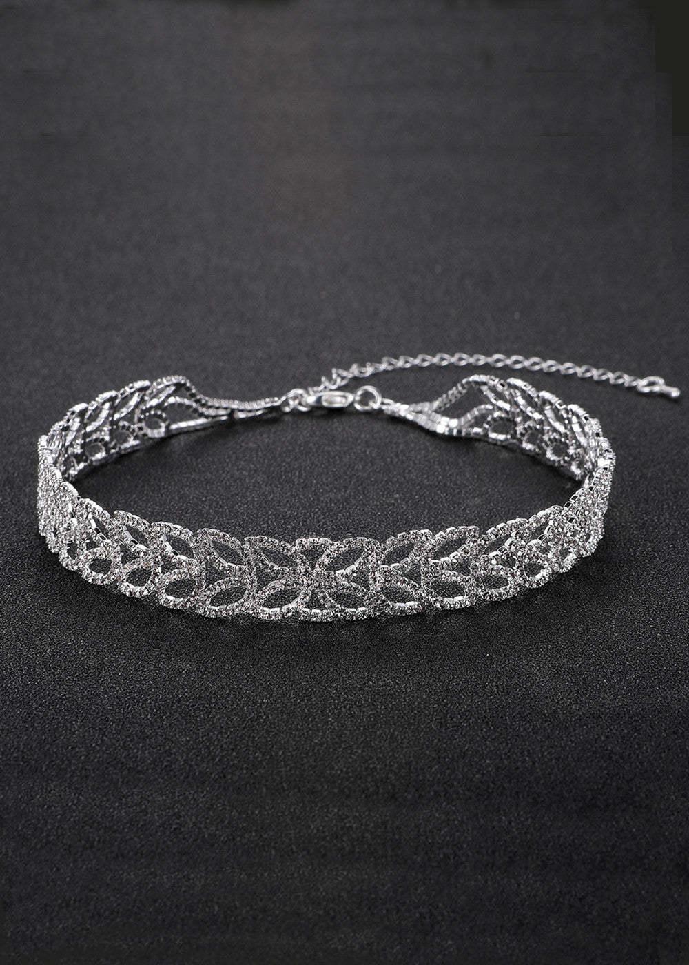 Crystal Leaves Shape Chocker Necklace