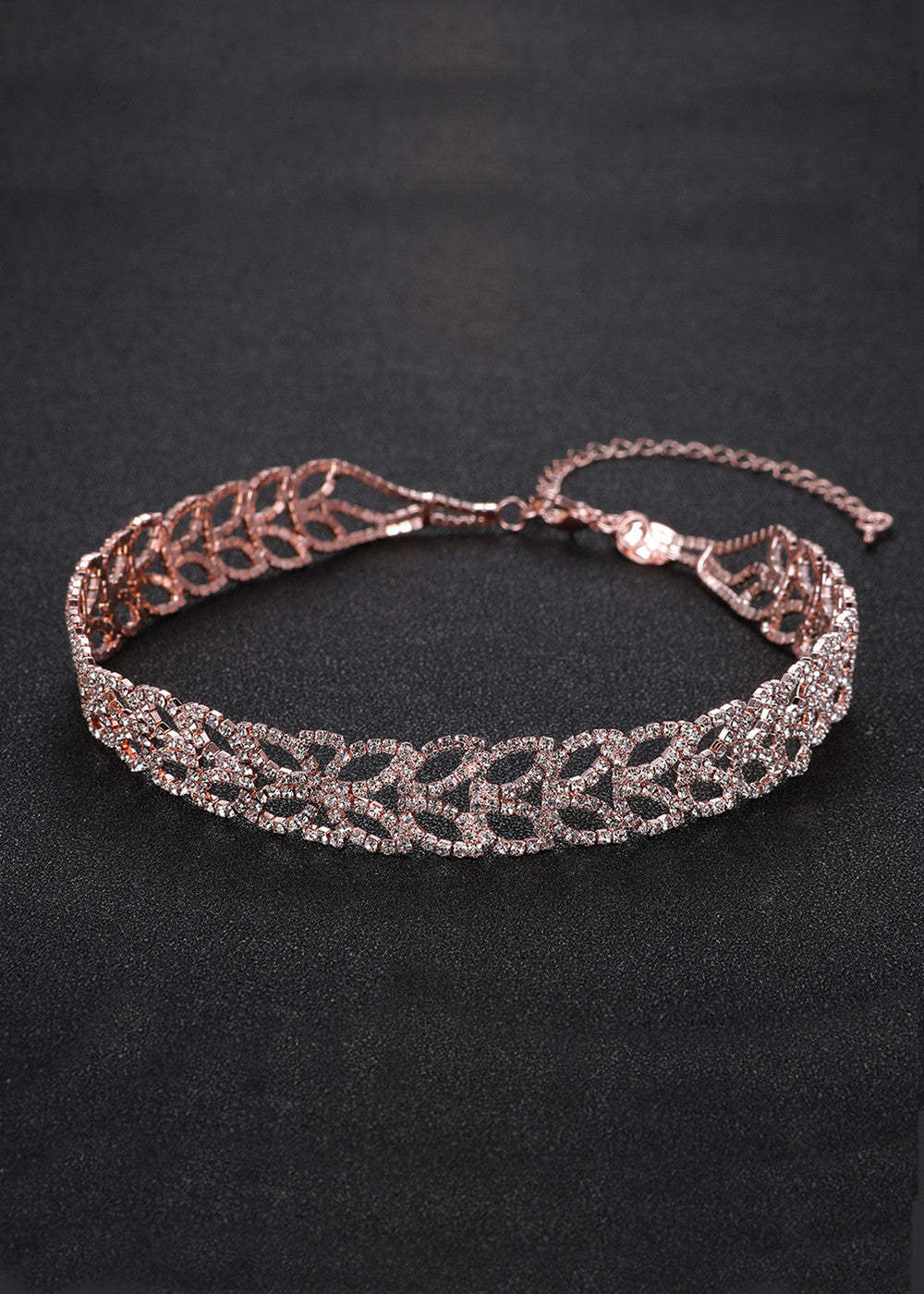 Crystal Leaves Shape Chocker Necklace