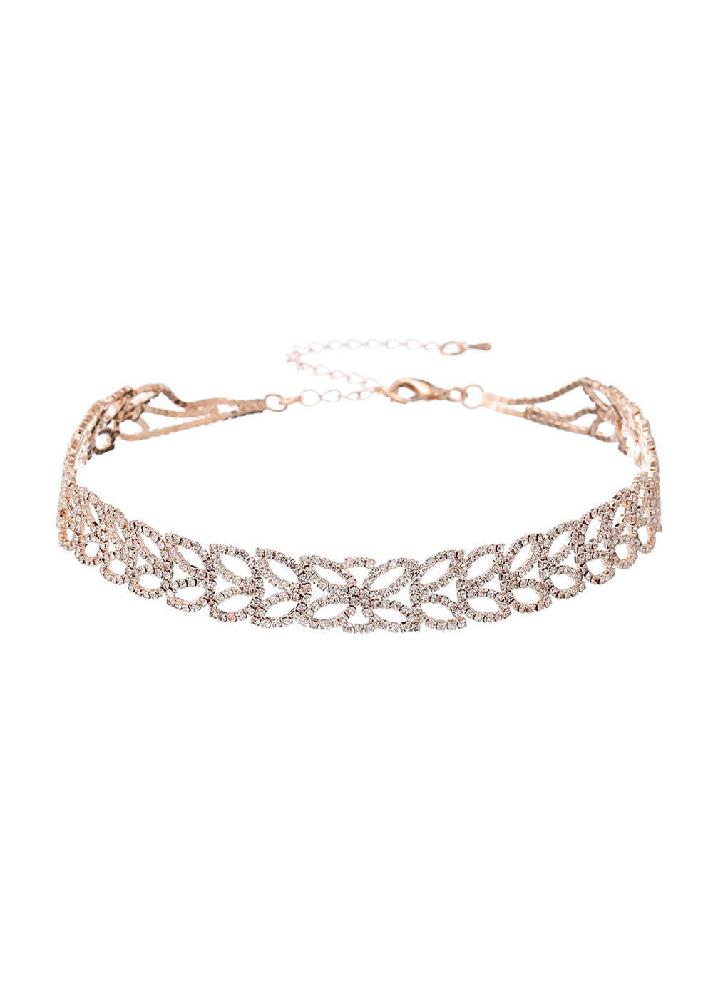 Crystal Leaves Shape Chocker Necklace