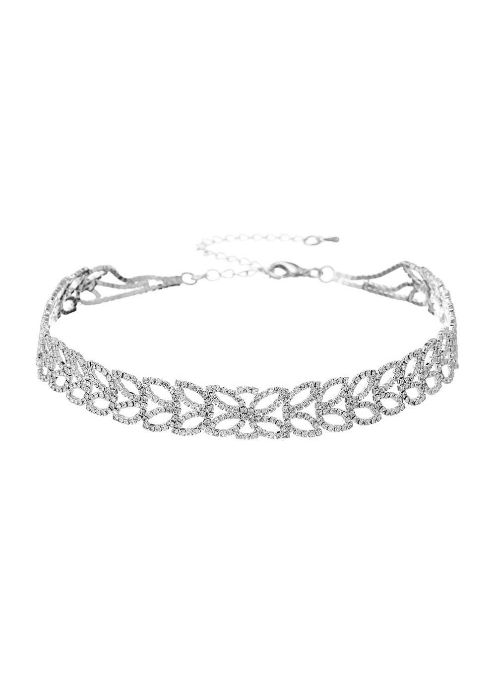 Crystal Leaves Shape Chocker Necklace