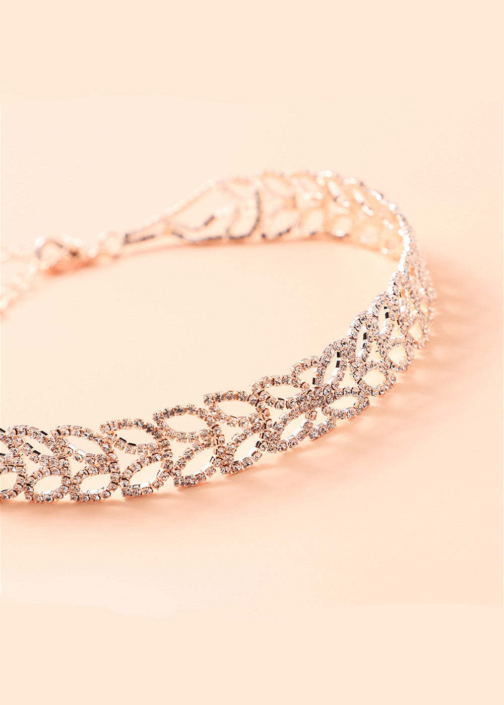 Crystal Leaves Shape Chocker Necklace