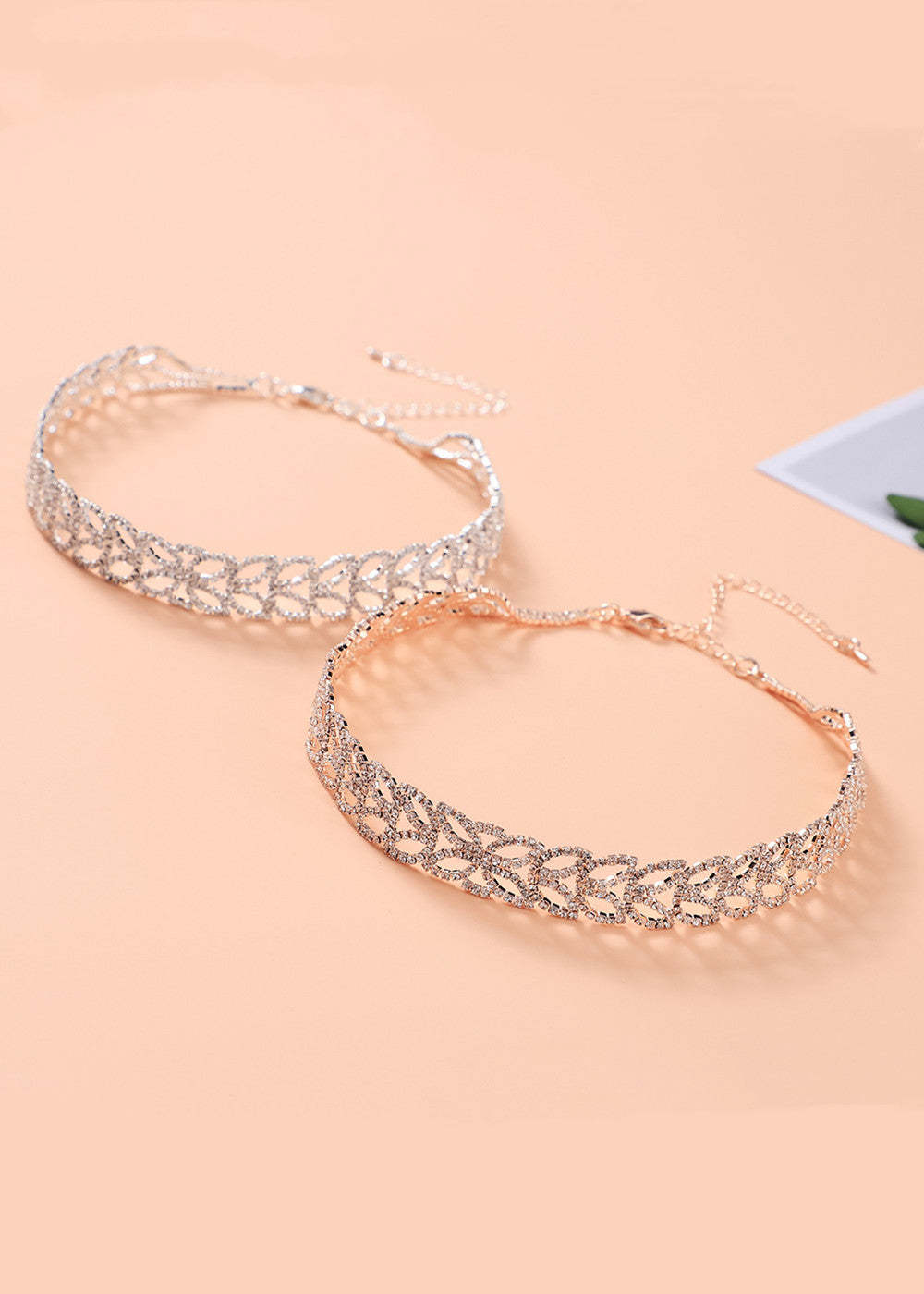 Crystal Leaves Shape Chocker Necklace