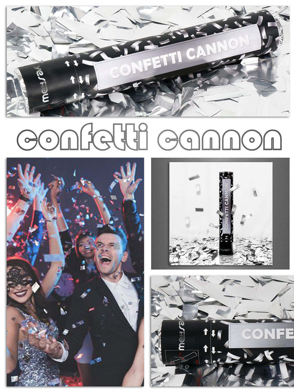 Multicolor Handheld Confetti Popper Cannon 12" (Set of 2)