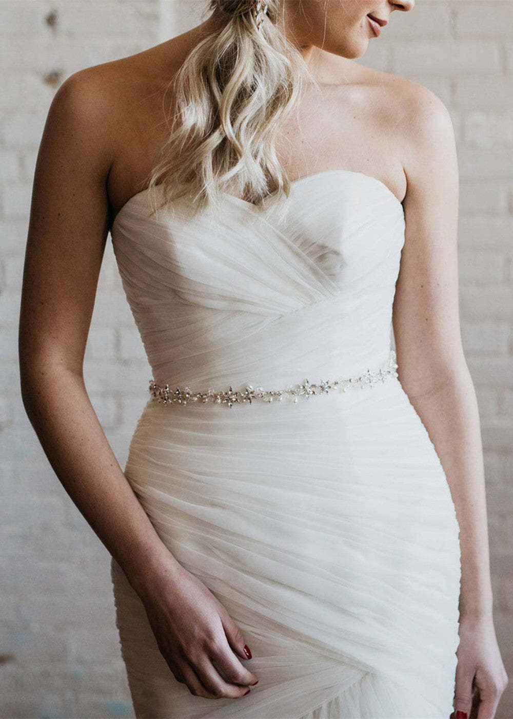 Skinny Crystal and Pearl Belt
