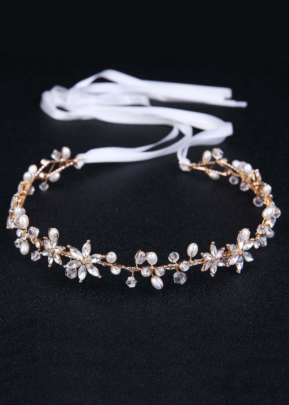 Skinny Crystal and Pearl Belt