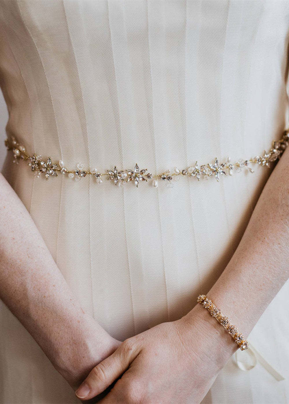 Skinny Crystal and Pearl Belt