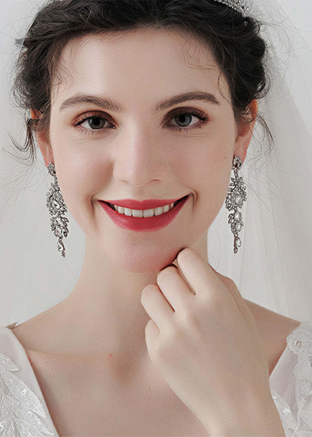 Shine Rhinestones Long Drop Earrings