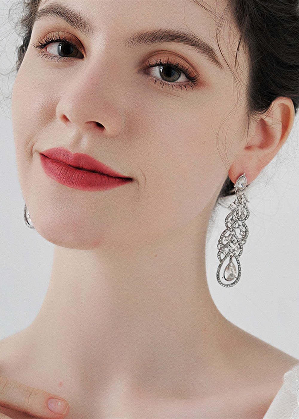 Shine Rhinestones Long Drop Earrings