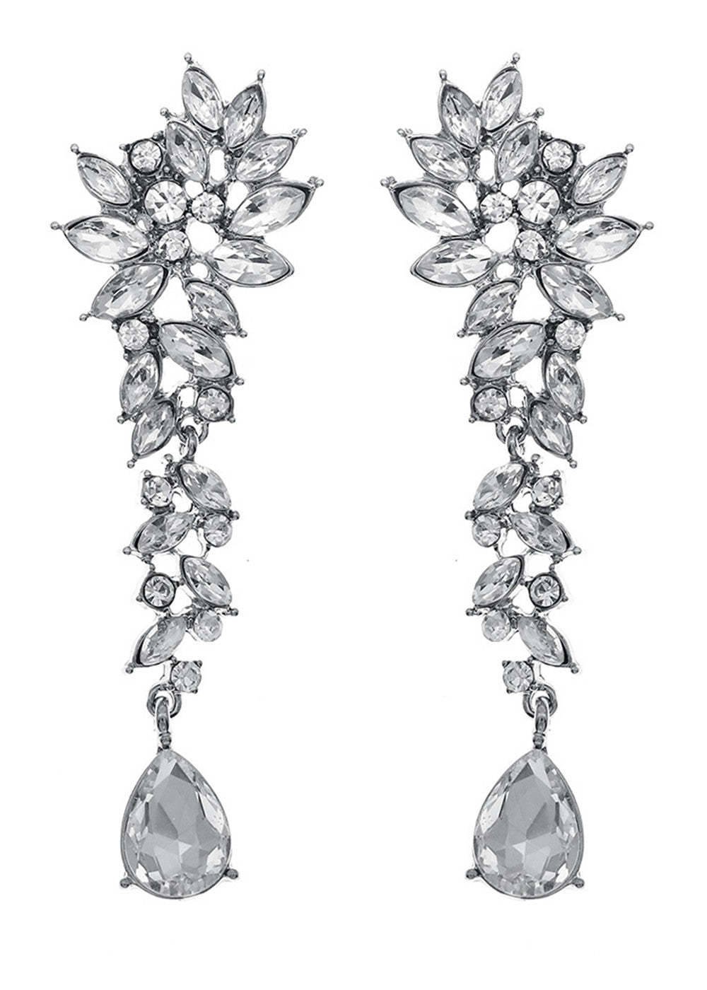 Shine Rhinestones Long Drop Earrings