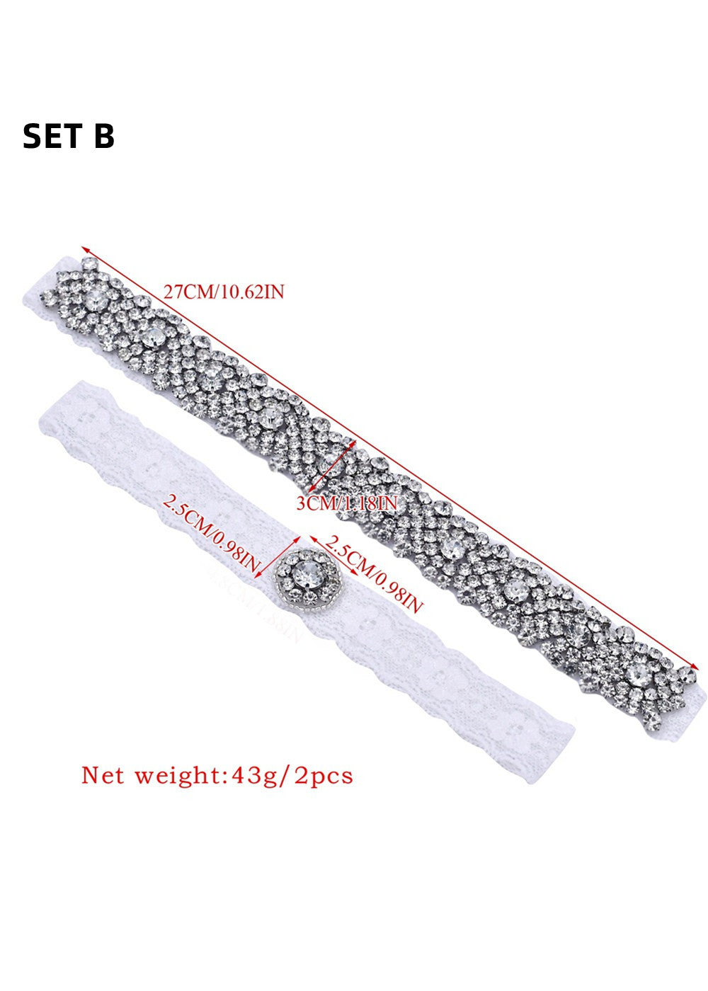 Lace and Crystal Wedding Garter Set