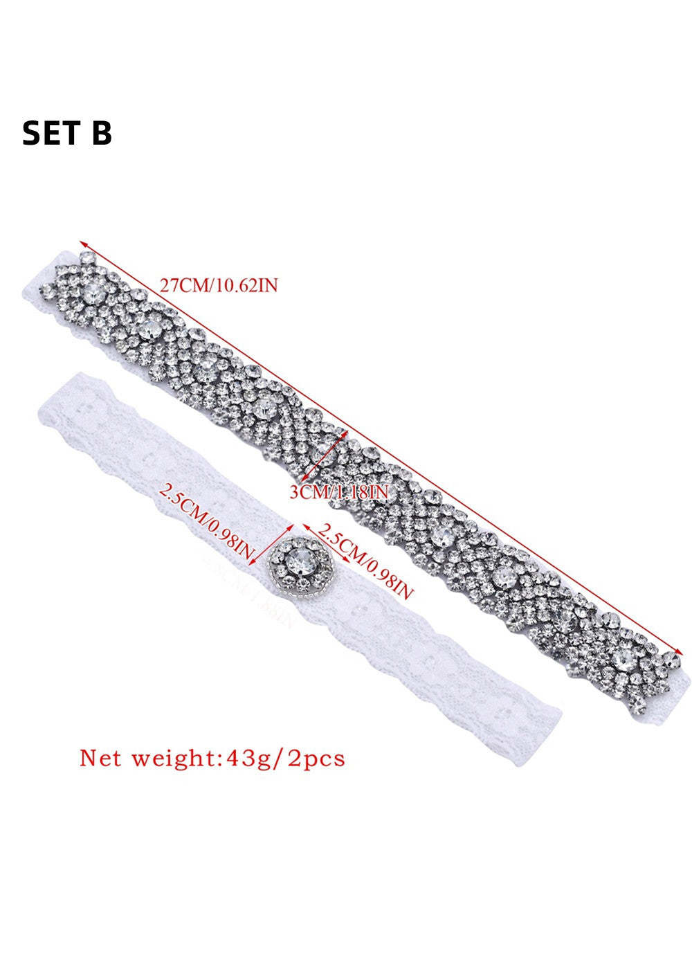 Lace and Crystal Wedding Garter Set