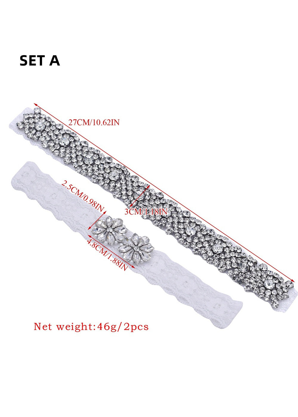 Lace and Crystal Wedding Garter Set