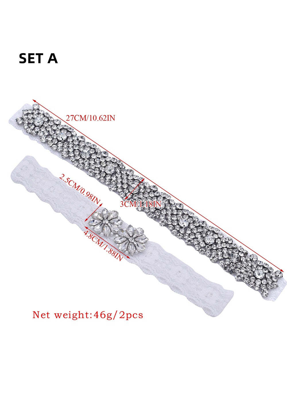 Lace and Crystal Wedding Garter Set