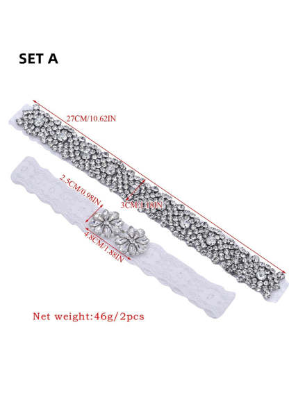 Lace and Crystal Wedding Garter Set